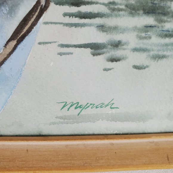 FRAMED NEWMAN MYRAH WATERCOLOR, Portland, Oregon Dock, Harbor - Picture 3 of 11